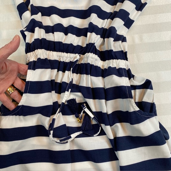 Tommy Bahama Side Slit Striped Floral Tassel Maxi Sleeveless Dress Sz M - Picture 7 of 14